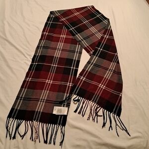 Earth tones plaid fringed scarf unisex